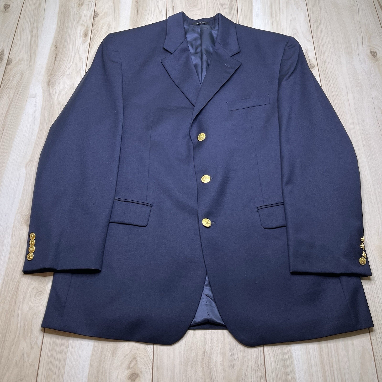 Ralph Ralph Lauren Woolmark Blazer Gold Buttons Navy Blue Men Size 44r